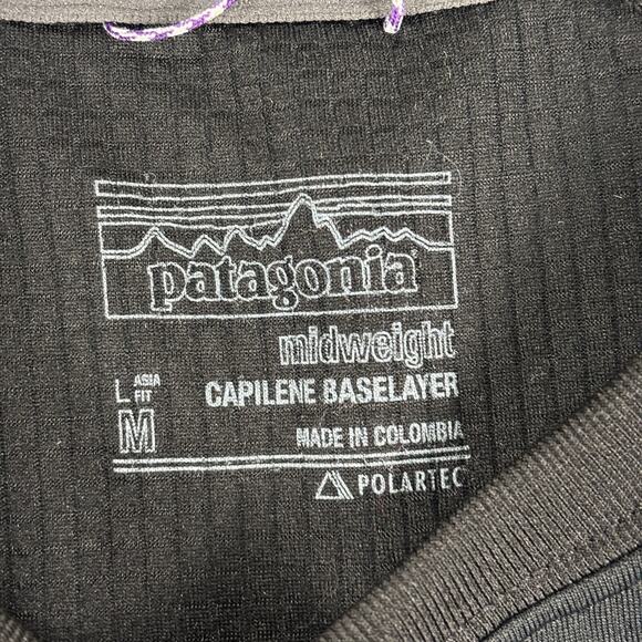Patagonia Long-Sleeve Capilene Baselayer Shirt Size Medium Black - Picture 2 of 8